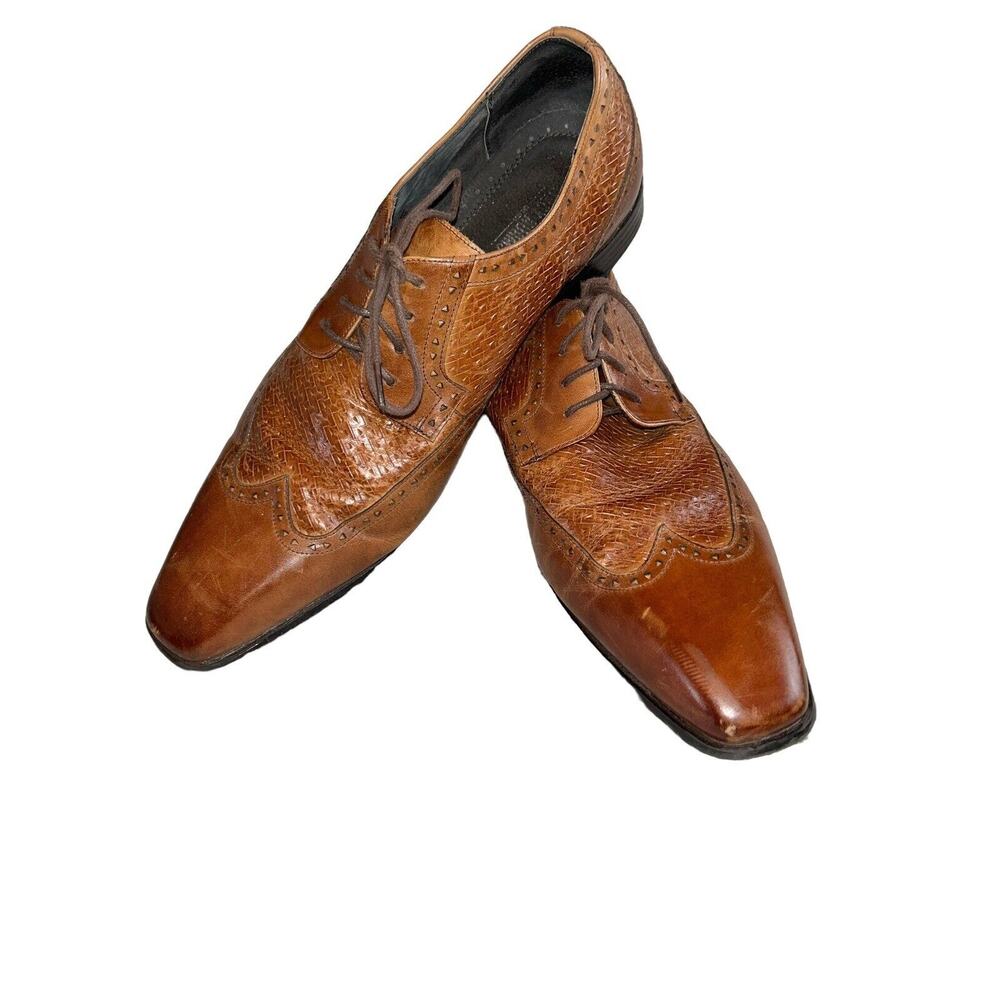 Stacy Adams Brown Leather Wingtip Lace Up Mens Dress Shoes Size US 13M‎